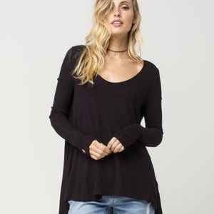 Free People Black Long Sleeve Scoop Neck Top